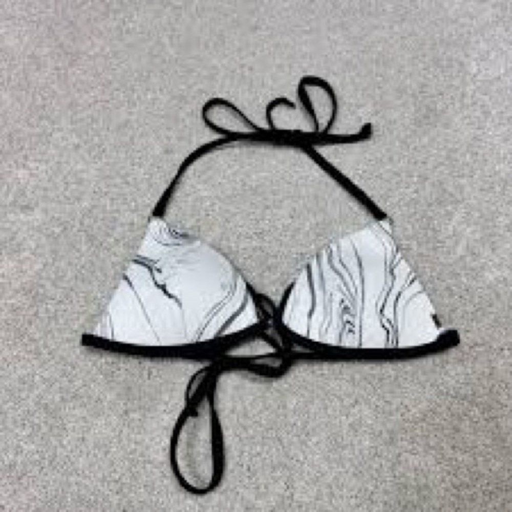 Marble Print Triangle Bikini Top